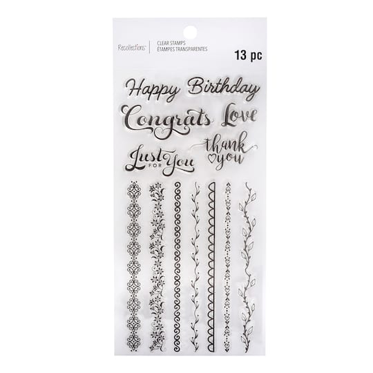 Sentiments &#x26; Borders Clear Stamps by Recollections&#x2122;